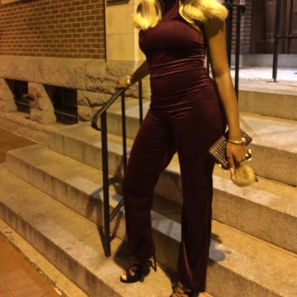 Burgundy FashionNova Jumpsuit - Picture 2 of 2